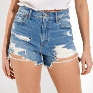 American Eagle Outfitters Blue Distressed Jean Shorts